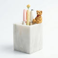 Natural Marble Pen Holder, 2.95" x 3.74" Square Hand-Polished Desk Pencil Cup, Multi-Functional Marble Organizer for Makeup Brushes, Kitchen Utensils, Office, Bathroom, Home Decor by Unknown