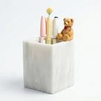 Natural Marble Pen Holder, 2.95" x 3.74" Square Hand-Polished Desk Pencil Cup, Multi-Functional Marble Organizer for Makeup Brushes, Kitchen Utensils, Office, Bathroom, Home Decor by Unknown