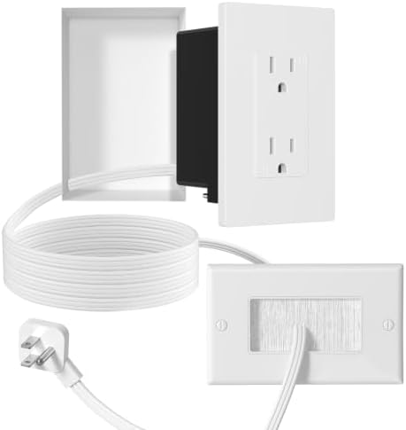 in Wall Cable Management Kit 2 AC TV Outlet Wall Kit 7.8ft Cord Power Relocation in Wall Outlet Extender for Living Room Bedroom and Home Theater by Unknown
