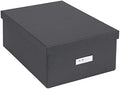 Bigso Box of Sweden Katia Collapsible Storage Box with Labelframe for Easy Identification - Simple Assembly Without Tools - Decorative Storage Boxes with Lids - 11.3in x 15.4in x 6.4in - Dark Grey by Bigso