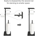 GZILA Toilet Paper Holder Stand with Shelf, Marble Base Free Standing Toilet Paper Double Roll Holder Dispenser, SUS 304 Stainless Steel Storages 5 Reserve Rolls Matte Black - Image 5