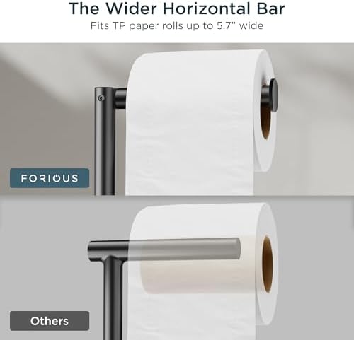 FORIOUS Toilet Paper Holder Stand with Storage for 4 Rolls, Matte Black - Image 4