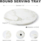 Karibiber Marble Serving Tray, 11.8in Round Vanity Tray for Bathroom Countertop, Calacatta Candle Holder for Coffee Table/Kitchen, Stone Home Decorative Catchall Tray for Perfume - Image 5