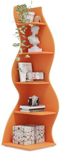 Tribesigns Corner Shelf, Modern 5-Tier Wall Corner Bookshelf, Stylish Corner Small Bookcase Storage Rack Plant Stand with Unique Shape for Living Room, Home Office (Orange, 1PC) by Tribesigns