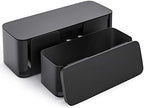 YECAYE 2 Pack Cable Management Box, Pet Friendly Cable Box Organizer for Home & Office, Child-Proof Floor Cord Cover, Cord Management and Cord Hider, Black by Yecaye