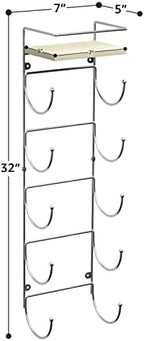 Sorbus Wall Towel Rack, 5-Tier Wood Shelf, Wall Mounted (Silver) - Image 2