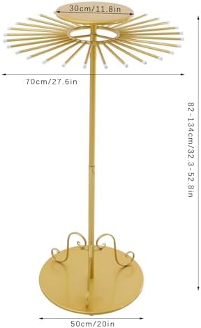 Freestanding Scarf Display Rack, 360° Swivel Gold Retail Tie Rack Belt Display, Adjustable Height Scarf Holder Scarf Hanger for Clothing Store Bedroom Business - Image 4