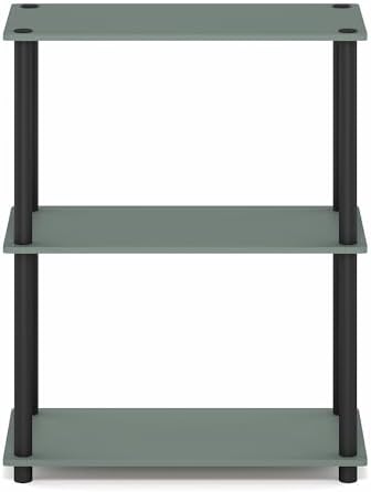 Furinno Turn-N-Tube Storage Shelves, 3-Tier Book Shelf, Corner Shelf, Toolless Open Shelves, for Organization and Storage, Living Room, Garage, Home Office, Sage Green - Image 6