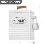 Calindiana Modern Farmhouse Metal Laundry Soap Dispenser with Scoop for Decor and Space Saving Organization, White - Image 3