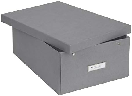 Bigso Box of Sweden Katia Collapsible Storage Box with Labelframe for Easy Identification - Simple Assembly Without Tools - Decorative Storage Boxes with Lids - 11.3in x 15.4in x 6.4in - Grey - Image 2