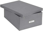 Bigso Box of Sweden Katia Collapsible Storage Box with Labelframe for Easy Identification - Simple Assembly Without Tools - Decorative Storage Boxes with Lids - 11.3in x 15.4in x 6.4in - Grey - Image 2
