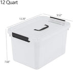 Quickquick 12 Quart Clear Plastic Latching Storage Bin with Handle, 4 Packs - Image 3