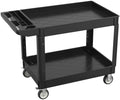 2 Tier Plastic Rolling Cart Utility Cart on Wheels, Heavy Duty Tool Carts with Ergonomic Storage Handle and Deep Shelfs, Work Cart Service Carts for Garage, Warehouse, Workshop, Office, Cleaning by Maemttes