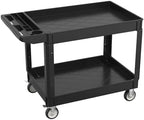 2 Tier Plastic Rolling Cart Utility Cart on Wheels, Heavy Duty Tool Carts with Ergonomic Storage Handle and Deep Shelfs, Work Cart Service Carts for Garage, Warehouse, Workshop, Office, Cleaning by Maemttes