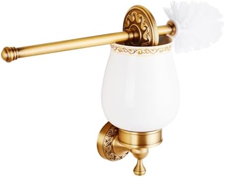 Wall Mounted Bathroom Toilet Brushed Holder Set, Antique Brass Pattern Carving,Brushed Bronze by MOGFCT