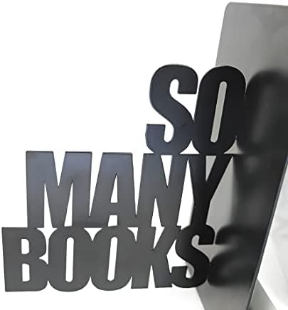 So Many Books, So Little Time Bookends, Decorative Metal Book Ends Supports for Shelves, Heavy Duty Bookend Holder - Image 2