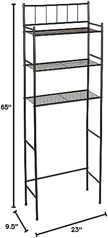 Honey-Can-Do 3-Tier Over-the-Toilet Space Saver Shelf, Black Metal, 23W x 65H x 9.5D in, Freestanding Bathroom Organizer - Image 3