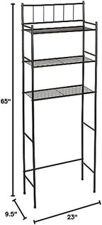 Honey-Can-Do 3-Tier Over-the-Toilet Space Saver Shelf, Black Metal, 23W x 65H x 9.5D in, Freestanding Bathroom Organizer - Image 3