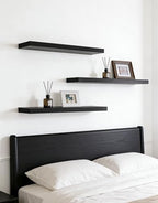 24 Inch Rustic Wood Floating Shelves Farmhouse Wooden Wall Shelves for Bathroom Bedroom Living Room Kitchen Office Set of 4 Black - Image 5