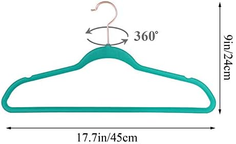 VECELO Premium Velvet Clothes Hangers Suit Heavy Duty (50 Pack)-Non Slip & Space-Saving with 6 Finger Clips & Tie Rack Excellent for Men and Women,Teal - Image 7