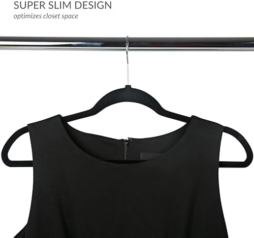 Simplify Slim Velvet Clothes Hangers | 100 Pack | Non-Slip | Shirts | Suit | Pants | Dresses | Garments | Closet Storage & Organization | Durable | Black - Image 4