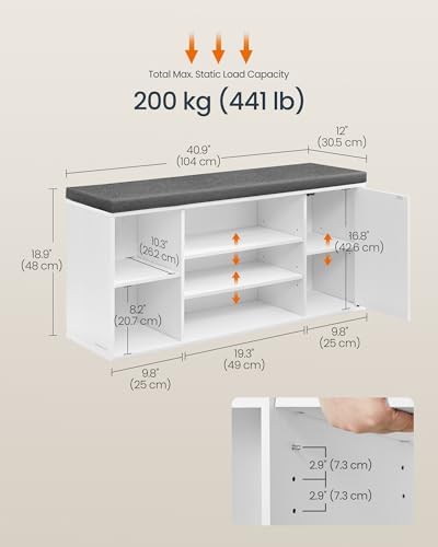 SONGMICS HOME Shoe Storage Bench, Snapsemble Superfast Assembly - Image 2