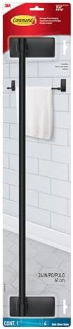 Command Bath Towel Bar, Matte Black, 1 Towel Ring, 2 Strips by Command