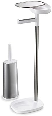 Joseph Joseph EasyStore Butler Toilet Paper Holder Stand and Flex Toilet Brush with Shelf and Drawer, Stainless Steel - Image 2