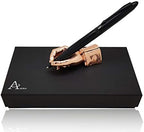 ACELY Executive Glossy Black Ball Point Pen with Hand Shape Pen Holder Metal Art Craft Paperweight for Desktop Organizer Pen Stand Decoration - Pen & Holder Set (Black & Rose Gold) by ACELY