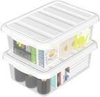 14 Quart Plastic Clear Storage Bin, 2 Packs by Buyitt