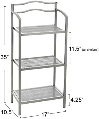 Household Essentials 3-Tier Metal Bathroom Storage Shelf, Silver - Image 3