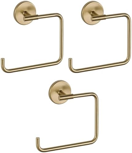 Delta Hand Towel Holder | Square Champagne Bronze Ring for Hanging Towels in Kitchen, Bathroom | Trinsic Accessories (Pack of 3) by Unknown