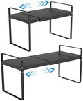 Expandable Cabinet Shelf Organizer, 9 Inch Deep, Black, 2 Pack by Unknown
