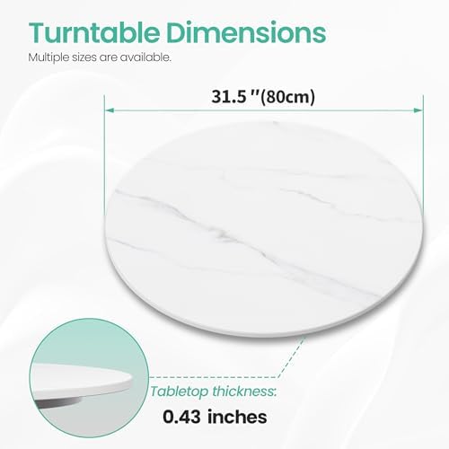 31.5" Lazy Susan Turntable – 360° Sinteredstone Silent Anti-Slip Turntable, Table Top Centerpiece for Kitchen, Pantry, Spice Rack, Refrigerator & Dining Table, White - Image 3