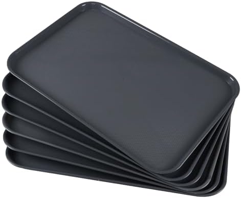 6 Packs Extra Large Plastic Trays, Rectangular Trays, Grey by Knifefish