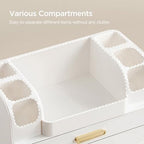 HBlife Makeup Organizer for Vanity with Brush Holder, Large Bathroom Countertop Cosmetic Organizer Skin Care Storage, Easy to Store Lipsticks, Nail Polishes, Perfumes, Eyeshadow Palettes, All White - Image 5