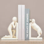 Decorative Bookends for Shelves, Modern Human & Dog Antique Resin Book Ends by Unknown