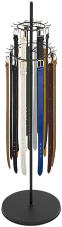 360° Rotation Belt Hanger, Floor Mounted Black Belt and Tie Hanger - Retail Display Rack for Scarves, Shawls & Belts - Ideal for Men's Closets, Clothing Retail & Commercial Use by Beaccoss