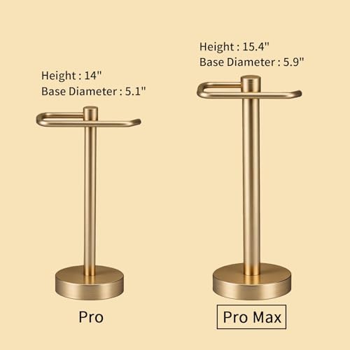 YUMORE Hand Towel Holder Stand Countertop Towel Rack Free Standing Towel Bar Hanger for Bathroom Kitchen (Gold) - Image 3