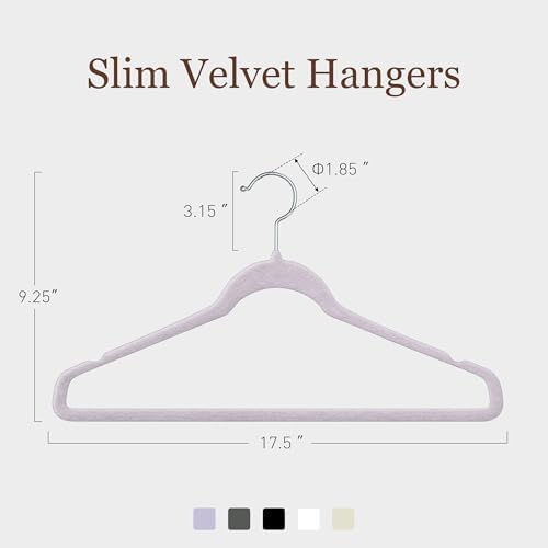 Velvet Hangers 200 Pack, 17.5" Non-Slip Clothes Hangers, Purple - Image 2