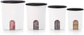 Tupperware One Touch Reminder Canisters 4 Canister Food Storage Set in White & Black, Dishwasher Safe and BPA Free, (4 Containers, 4 Lids) by Tupperware