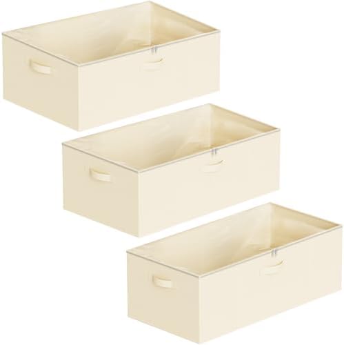 SpaceAid 3 Pack 10" High Under Bed Storage Containers, Large Underbed Storage Organizer Bins with Lids for Bedroom, Dorm, Clothes, Closet Organization, Bed Sheets and Blankets (Beige) - Image 7
