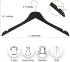 TOPIA HANGER Black Wooden Hangers 30 Pack, 0.28-inch Thick Slim Wood Clothes Hanger with Flat Design and Smooth Notches, Lightweight Space Saving Hangers for Shirt, Coat, Camisole-CT31B - Image 2