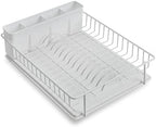 SunnyPoint 304 Stainless Steel Compact Dish Drying Rack, 15.3"x11.6", Diatomaceous Earth Drainboard, Removable Utensil Caddy, Space-Saving Countertop Design (White) - Image 7