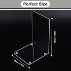 MerryNine Clear Acrylic Book Ends Bookends for Shelves - Image 2