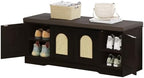DINZI LVJ Shoe Storage Bench with Cushion, Door, Espresso Oak 47.2"LX17.7"H - Image 4