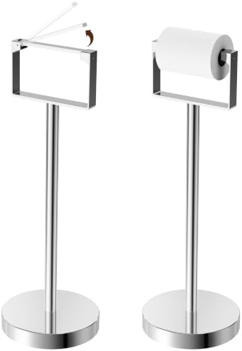 RUACQ Toilet Paper Holder Stand with Weighted Base, Chrome 1 Pack by Ruacq