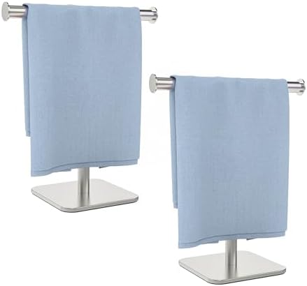 RUACQ T-Shape Hand Towel Holder Stand, 12inch, Brushed Nickel, 2 Pack by Ruacq