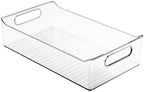 mDesign Plastic Kitchen or Pantry Storage Bins with Handles - Organization in Cabinet, Fridge or Freezer - Fruit Container for Refrigerator or Food Organizer for Pasta, Ligne Collection, 2 Pack, Clear - Image 4