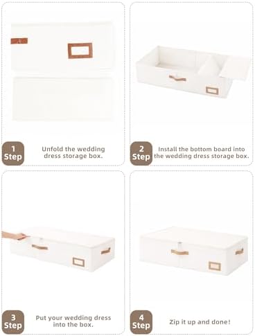 Wedding Dress Storage Box, Large Wedding Dress Preservation Box with 5 Cedar Wood Blocks, 30 Sheets of Acid-Free Tissue Paper, Microfiber Gloves, and Dust-Proof Bag-Beige Color - Image 3